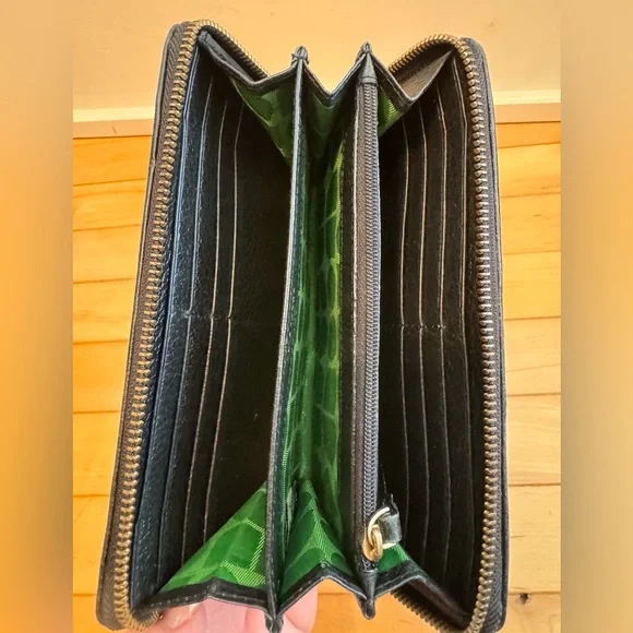 Kate Spade Zip-Around Wallet – Black & Green Interior - Picture 5 of 7